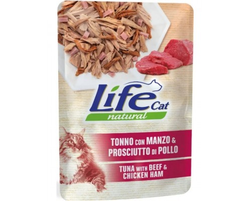 Тунец с говядиной и ветчиной в желе для кошек