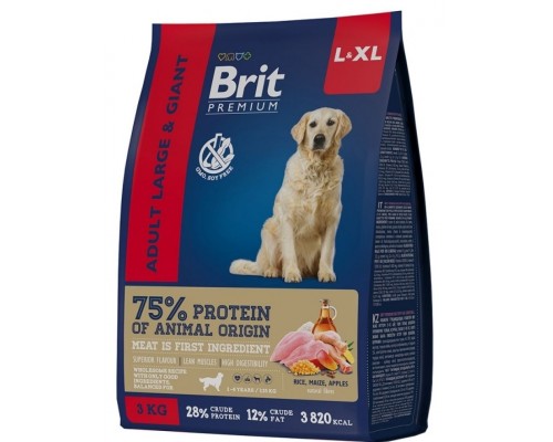 Brit Premium Dog Adult Large and Giant с курицей для взрослых собак крупных и гигантских пород