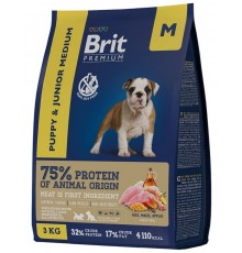 Brit Premium Dog Puppy and Junior Medium с курицей для щенков средних пород