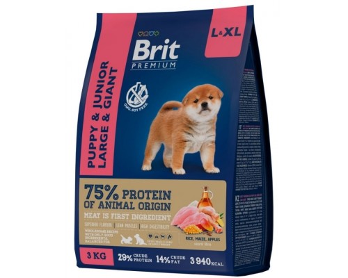 Brit Premium Dog Puppy and Junior Large and Giant курицей для щенков крупных и гигантских пород