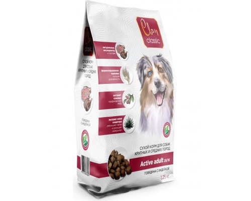 Clan CLASSIC Active-25/16 для активных собак крупных и средних пород говядина с индейкой