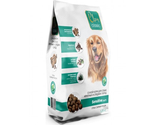 Clan CLASSIC Sensitive-24/11 для собак крупных и средних пород утка с бурым рисом
