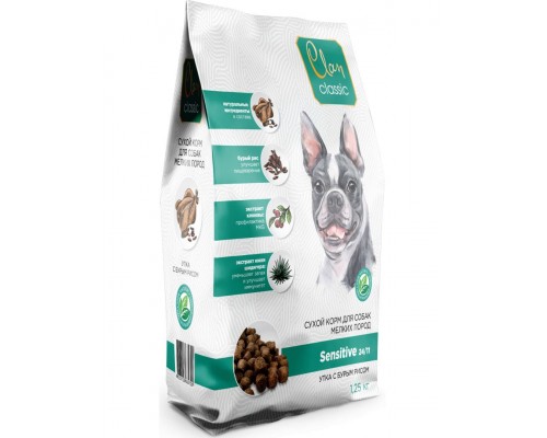 Clan CLASSIC Sensitive-24/11 для собак мелких пород утка с бурым рисом