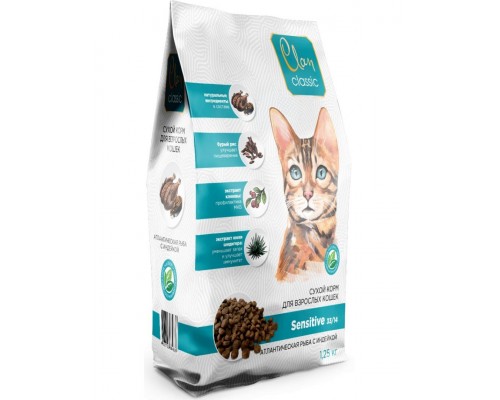 Clan CLASSIC Sensitive-33/14 для кошек с чувствительным пищеварением атлантическая рыба с индейкой