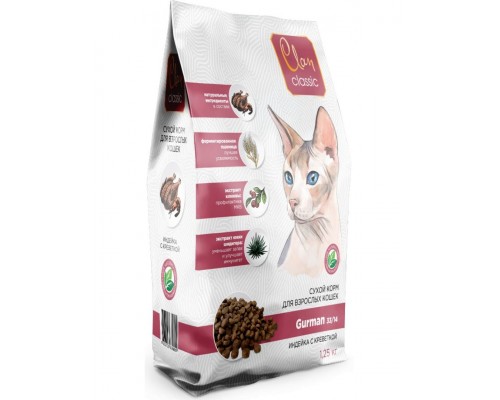 Clan CLASSIC Gurman-33/14 для привередливых кошек индейка с креветками