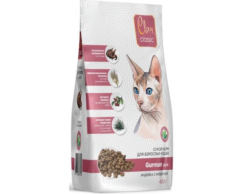 Clan CLASSIC Gurman-33/14 для привередливых кошек индейка с креветками