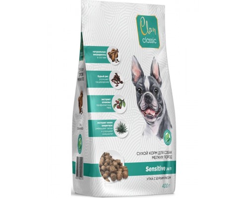 Clan CLASSIC Sensitive-24/11 для собак мелких пород утка с бурым рисом