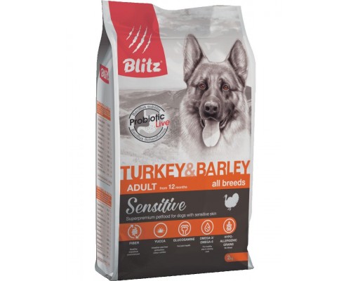Sensitive Turkey & Barley Adult Dog All Breeds для взрослых собак всех пород с индейкой и ячменем