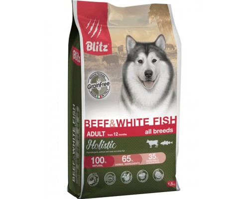 Holistic Beef & White Fish Adult Dog All Breeds (Grain Free) беззерновой корм для взрослых собак всех пород с говядиной и белой рыбой