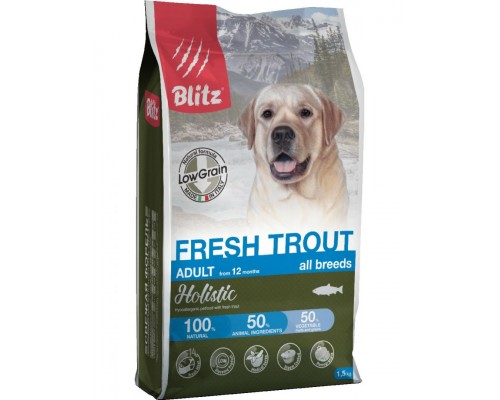 Holistic Fresh Trout Adult Dog All Breeds (Low Grain) низкозерновой корм для взрослых собак всех пород со свежей форелью