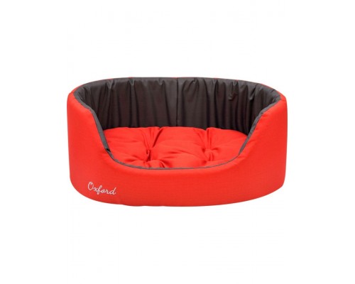 Лежанка овальная с подушкой Oxford двухсторонняя красный/серый