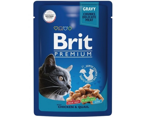 Пауч для взрослых кошек цыпленок и перепелка в соусе