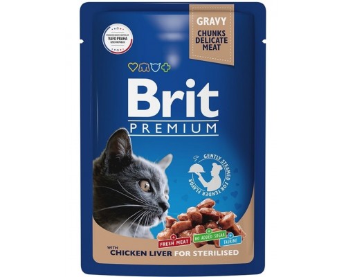 Пауч для взрослых стерилизованных кошек куриная печень в соусе