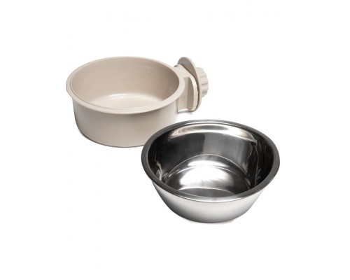 Миска подвесная с пластиковым держателем, серая