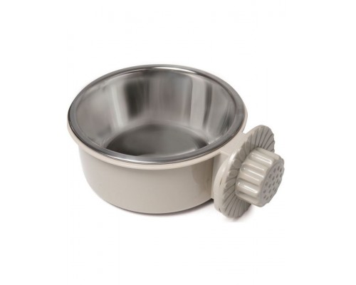 Миска подвесная с пластиковым держателем, серая