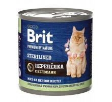 Brit Premium by Nature консервы с мясом перепёлки и яблоками для стерилизованных кошек