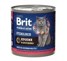 Brit Premium by Nature консервы с мясом кролика и брусникой для стерилизованных кошек