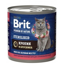Brit Premium by Nature консервы с мясом кролика и брусникой для стерилизованных кошек
