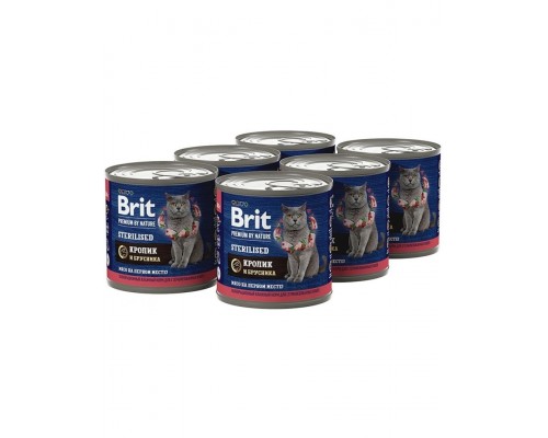 Brit Premium by Nature консервы с мясом кролика и брусникой для стерилизованных кошек