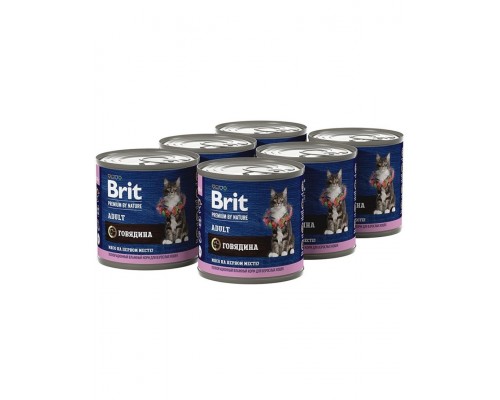 Brit Premium by Nature консервы с мясом говядины для кошек