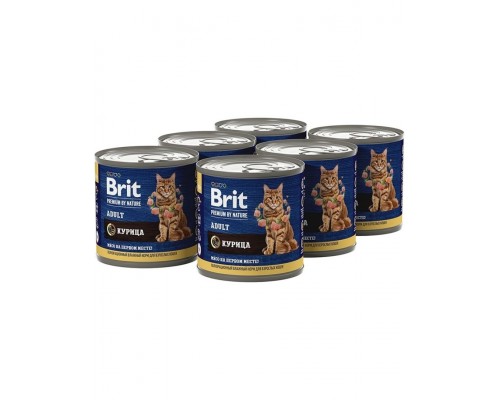 Brit Premium by Nature консервы с мясом курицы для кошек