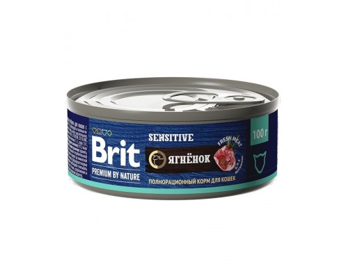 Brit Premium by Nature консервы с мясом ягнёнка для кошек с чувствительным пищеварением