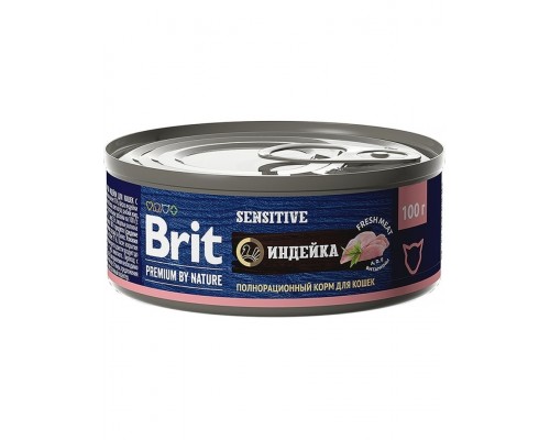 Brit Premium by Nature консервы с мясом индейки для кошек с чувствительным пищеварением