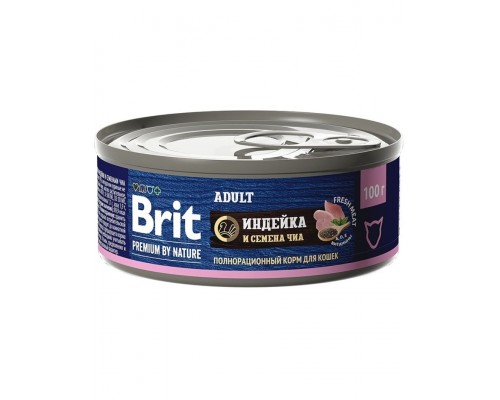 Brit Premium by Nature консервы с мясом индейки и семенами чиа для кошек