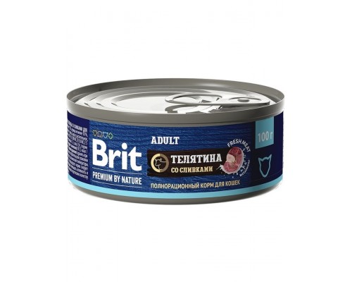 Brit Premium by Nature консервы с мясом телятины со сливками для кошек