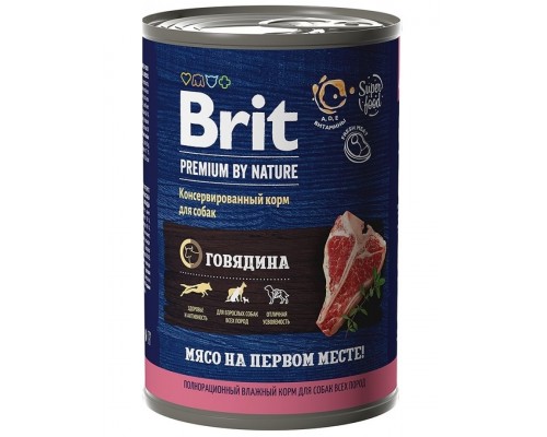 Brit Premium by Nature консервы с говядиной для взрослых собак всех пород