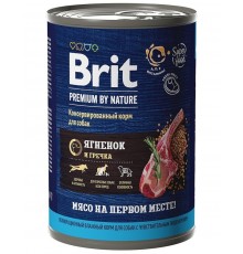 Brit Premium by Nature консервы с ягненком и гречкой для взрослых собак всех пород с чувствительным пищеварением