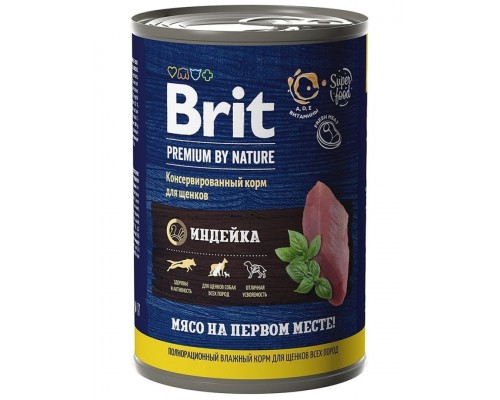 Brit Premium by Nature консервы с индейкой для щенков всех пород