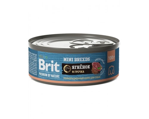 Brit Premium by Nature консервы с ягненком и гречкой для взрослых собак мелких пород