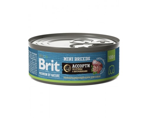 Brit Premium by Nature консервы с Ассорти из птицы с потрошками для взрослых собак мелких пород