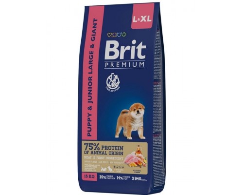 Brit Premium Dog Puppy and Junior Large and Giant курицей для щенков крупных и гигантских пород