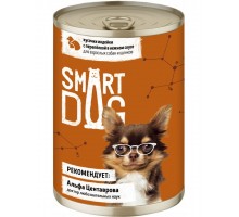 Smart Dog консервы для взрослых собак и щенков кусочки индейки с перепелкой в нежном соусе