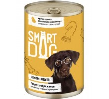 Smart Dog консервы для взрослых собак и щенков кусочки курочки с потрошками в нежном соусе