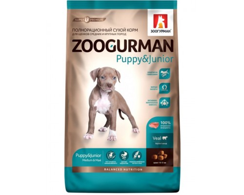 Puppy&Junior для щенков средних и крупных пород с телятиной