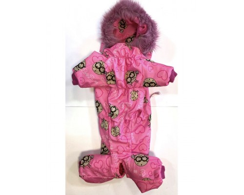 Комбинезон утепленный с меховой отделкой капюшона на суку