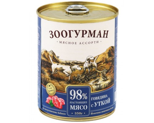 Настоящее мясо Говядина с уткой для собак