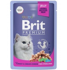 Brit Premium для стерилизованных кошек индейка с сыром в желе