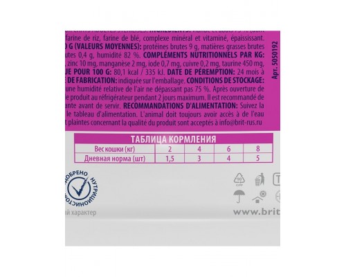 Brit Premium для стерилизованных кошек индейка с сыром в желе