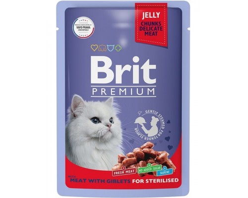 Brit Premium для стерилизованных кошек мясное ассорти с потрошками