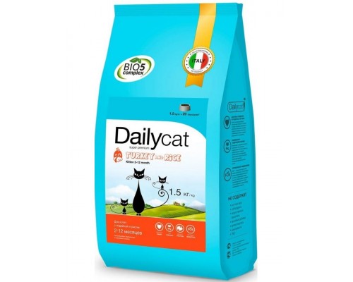 Dailycat Classic Line Kitten Turkey&Rice для котят и беременных или кормящих взрослых кошек с индейкой и рисом