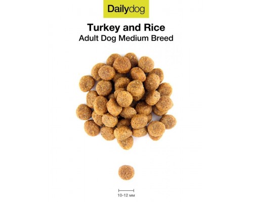 Dailydog Classic Line Adult Medium Breed для взрослых собак средних пород с индейкой и рисом