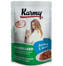 Sterilized Лосось мясные кусочки в желе для стерилизованных кошек и кастрированных котов старше 1 года