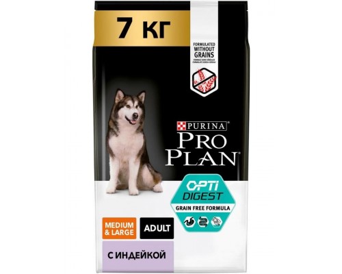 Grain Free Formula беззерновой для собак средних и крупных пород с чувствительным пищеварением, индейкаем, индейка