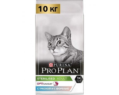 Sterilised для стерилизованных кошек и кастрированных котов с треской и форелью