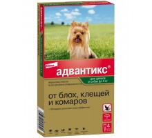 Капли на холку Адвантикс® от клещей, блох и комаров для собак от 1,5 до 4 кг