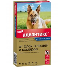 Капли на холку Адвантикс® от клещей, блох и комаров для собак более 25 кг